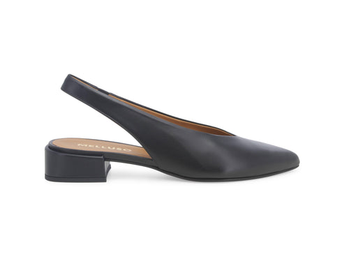 Melluso Scarpe Tallone Aperto Tacco Basso Tomaia Pelle Nera D156W-235169 Nero